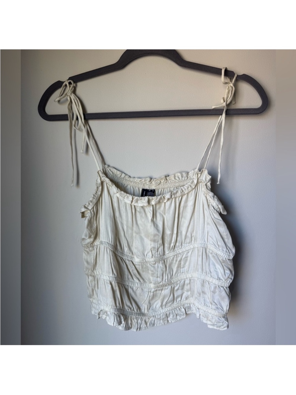 Vero Moda Cream Tie-Strap Ruffled Camisole
